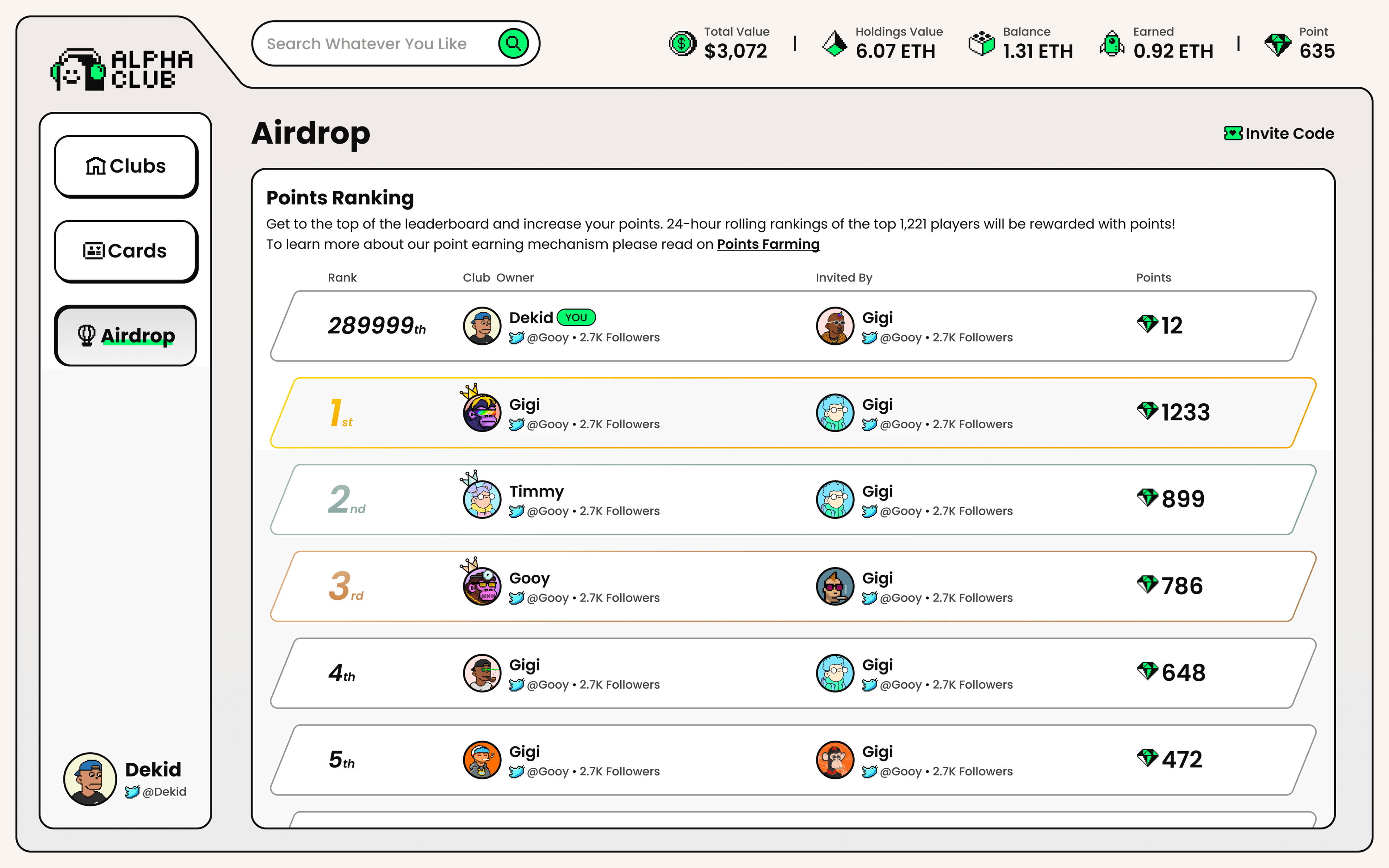 Leaderboards — airdrop rewards
