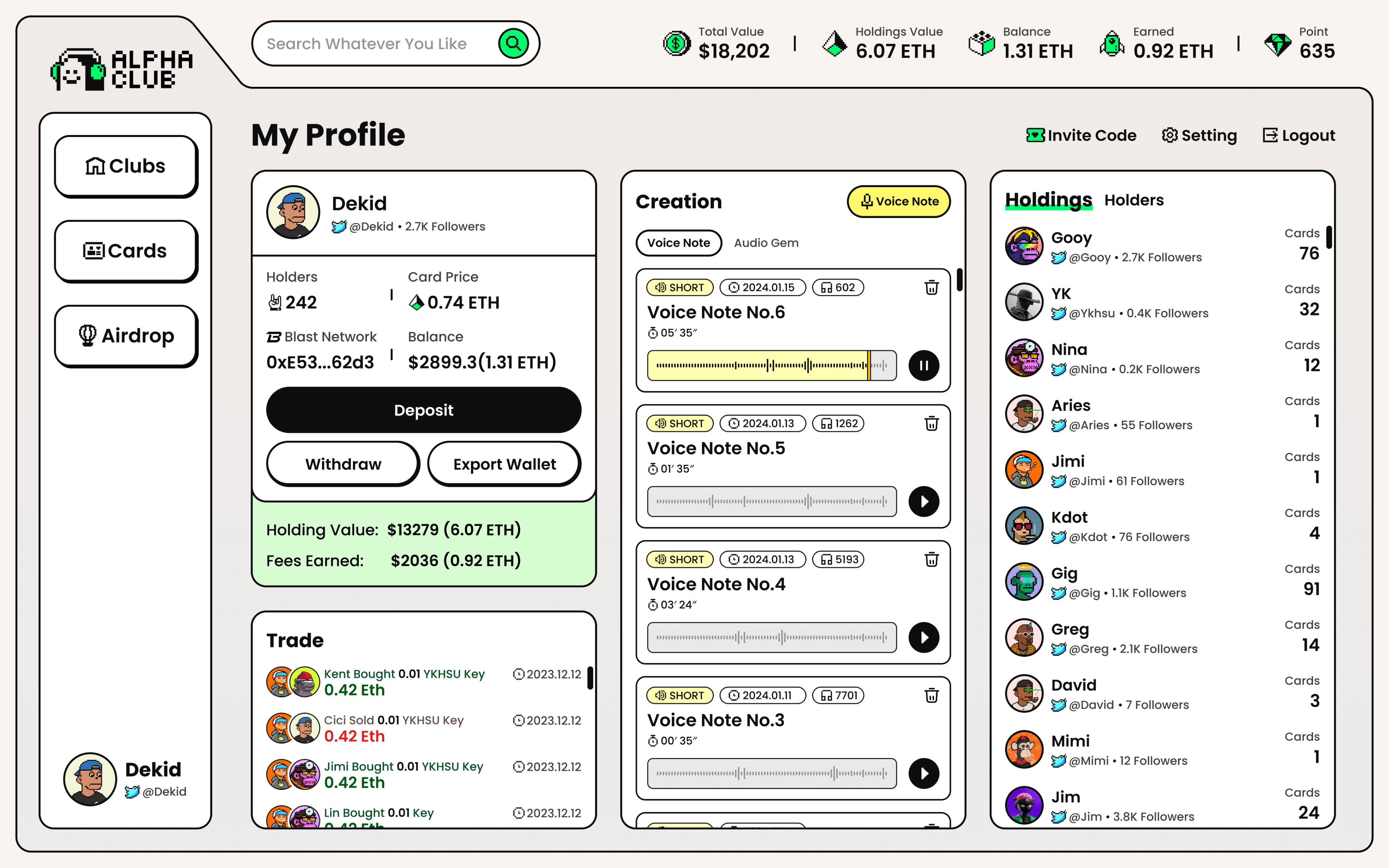 Club Profile — community metrics