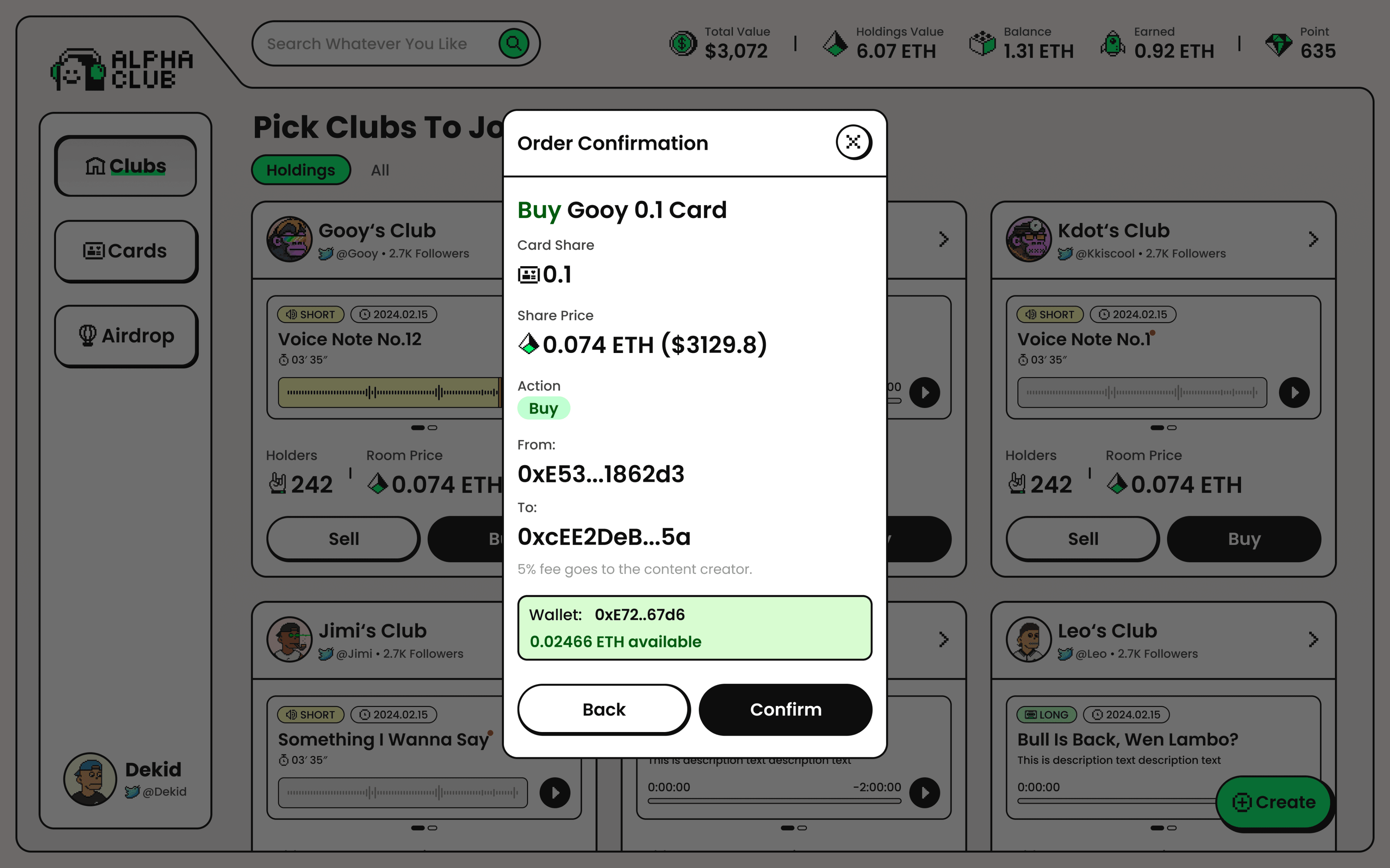 Token Trading — buy with ETH