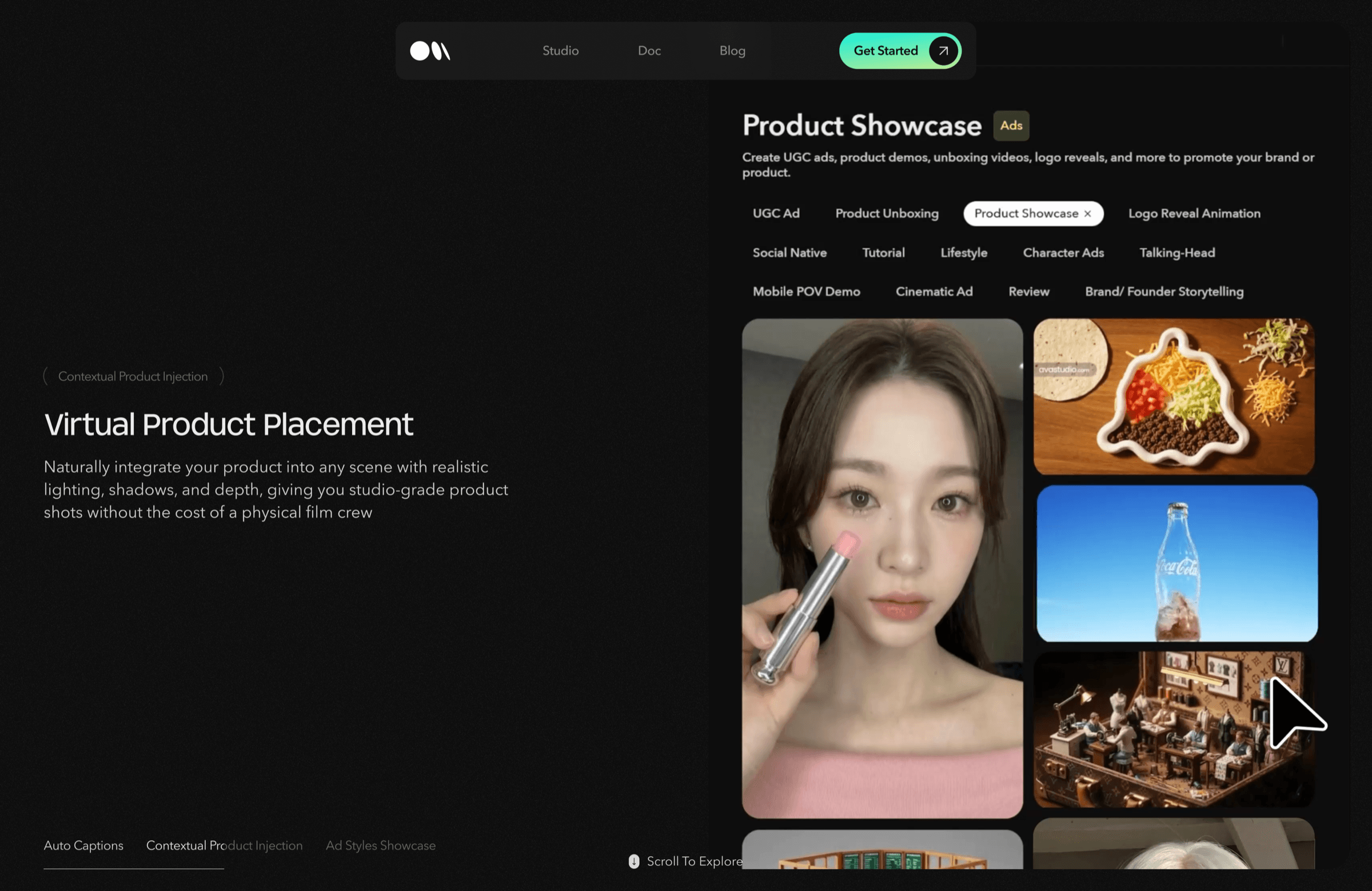 Product Showcase — virtual product placement