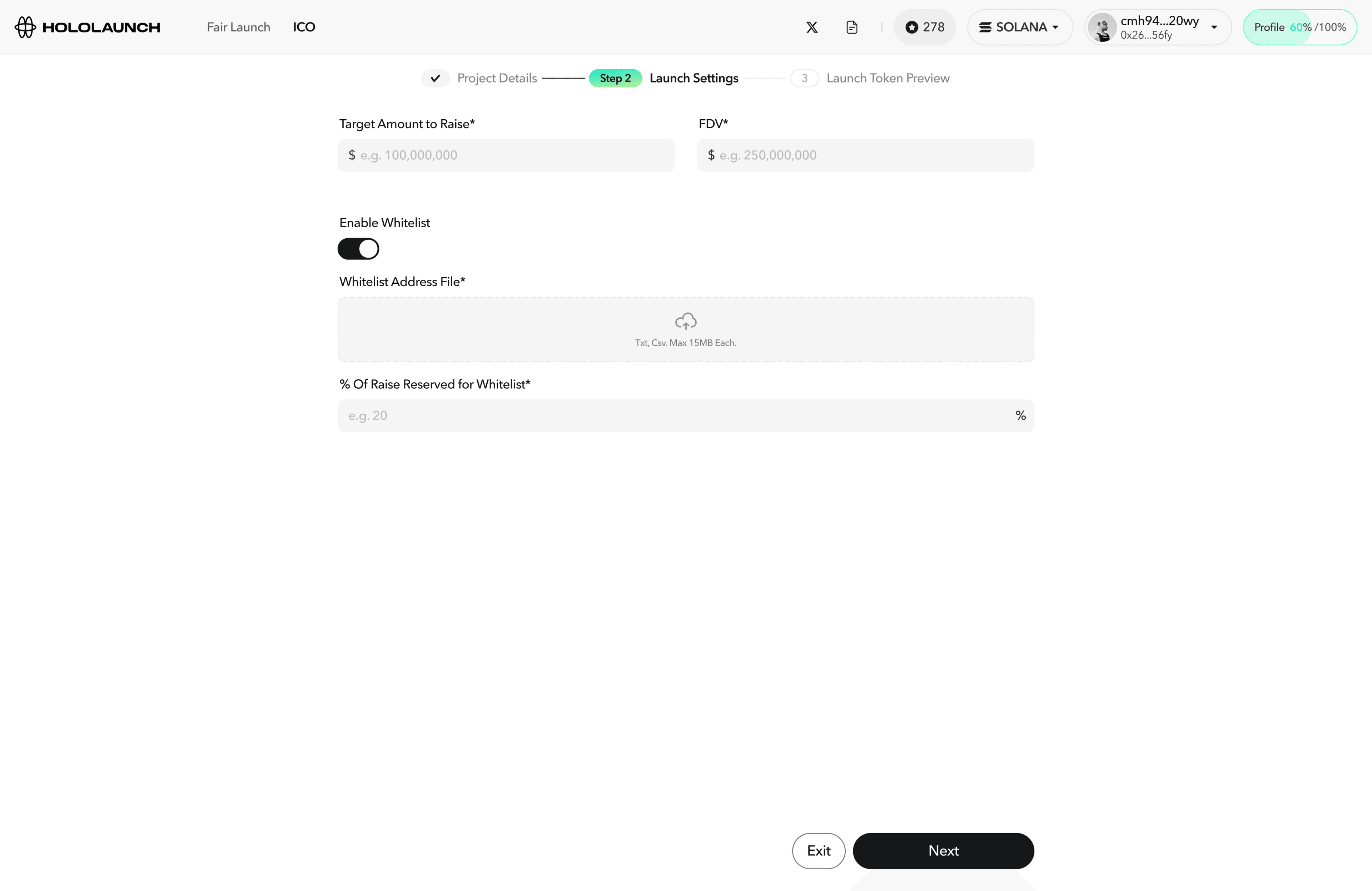 ICO launch — project details and fundraising terms