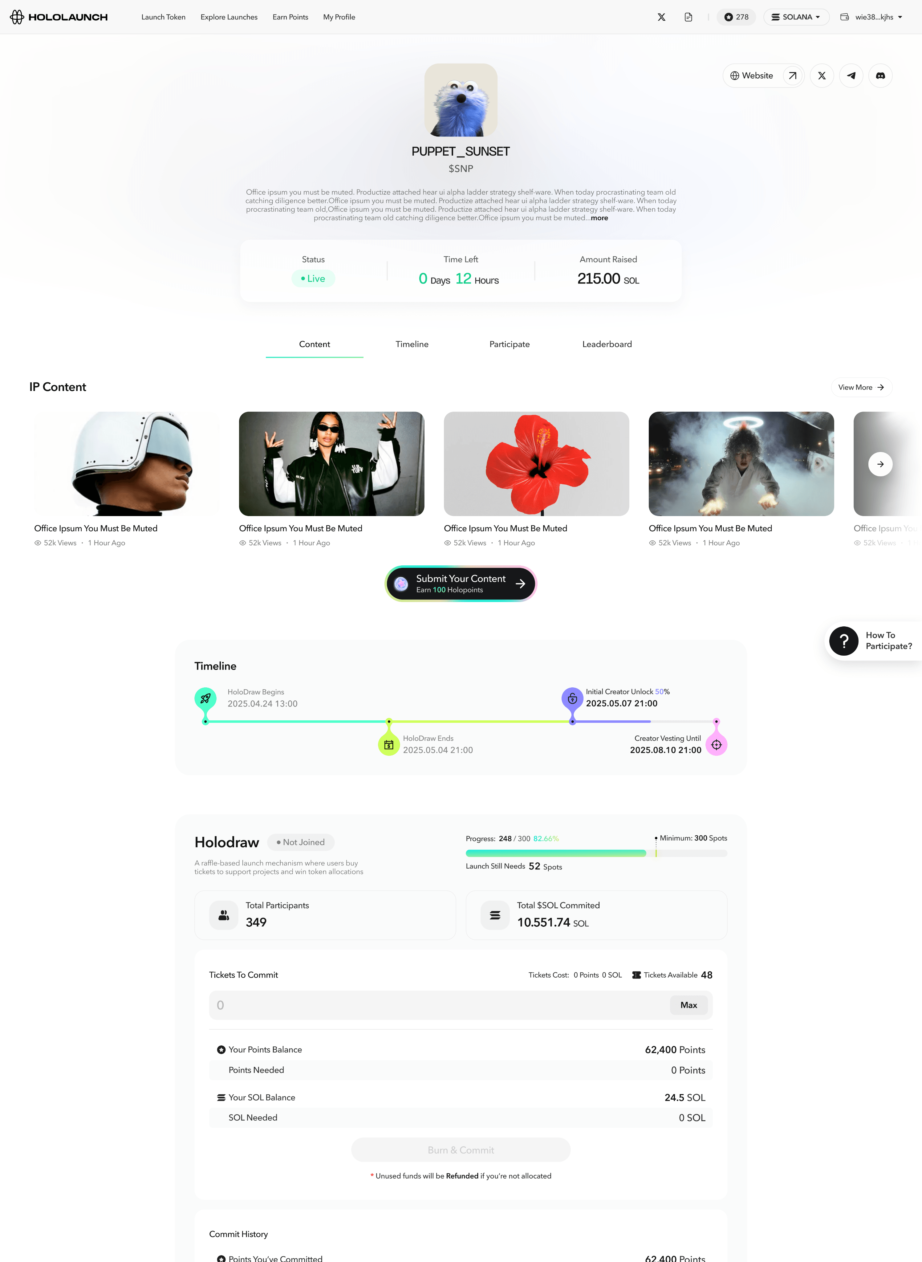 Project detail — header and tabs