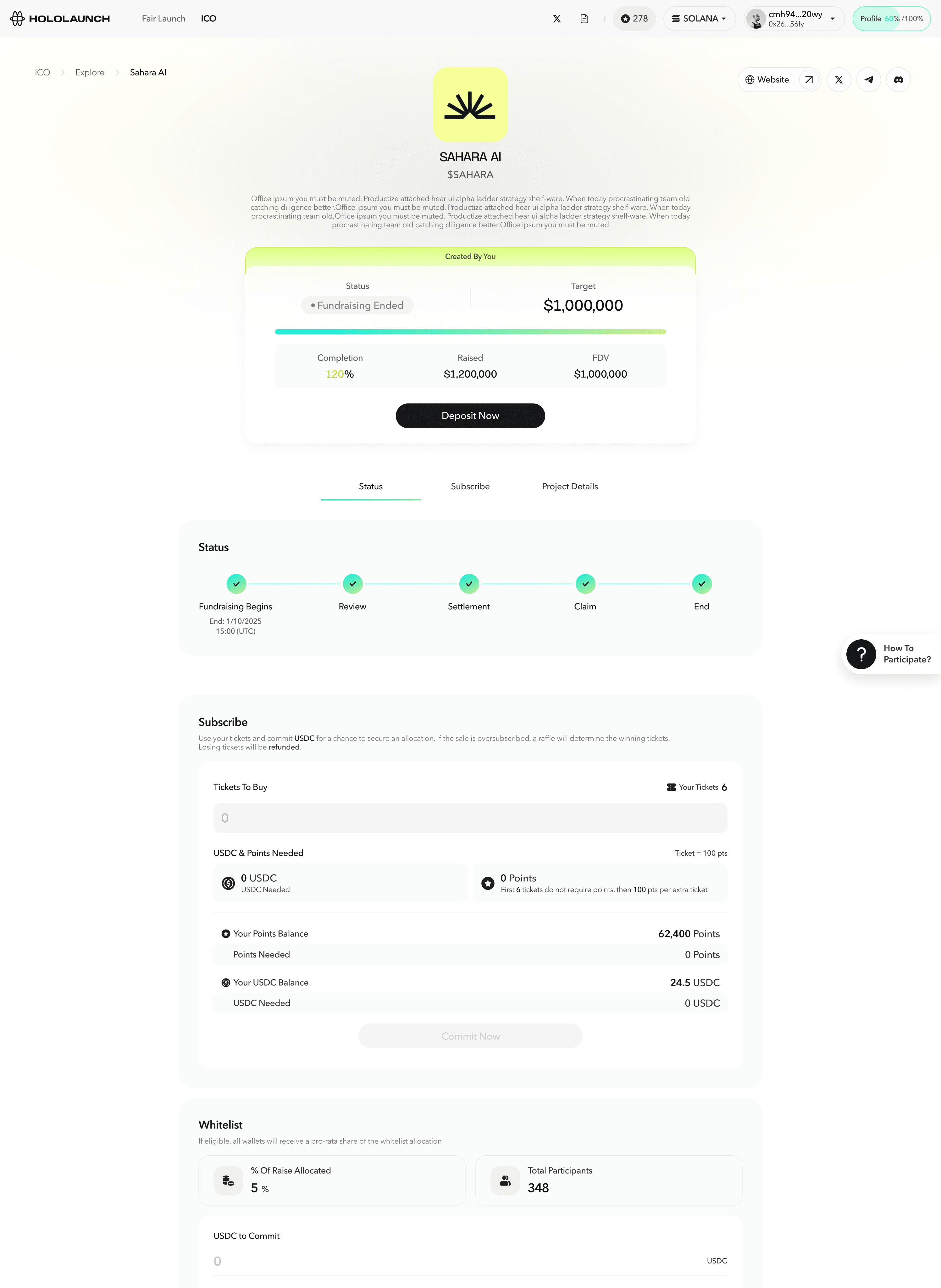 Project detail — team and description