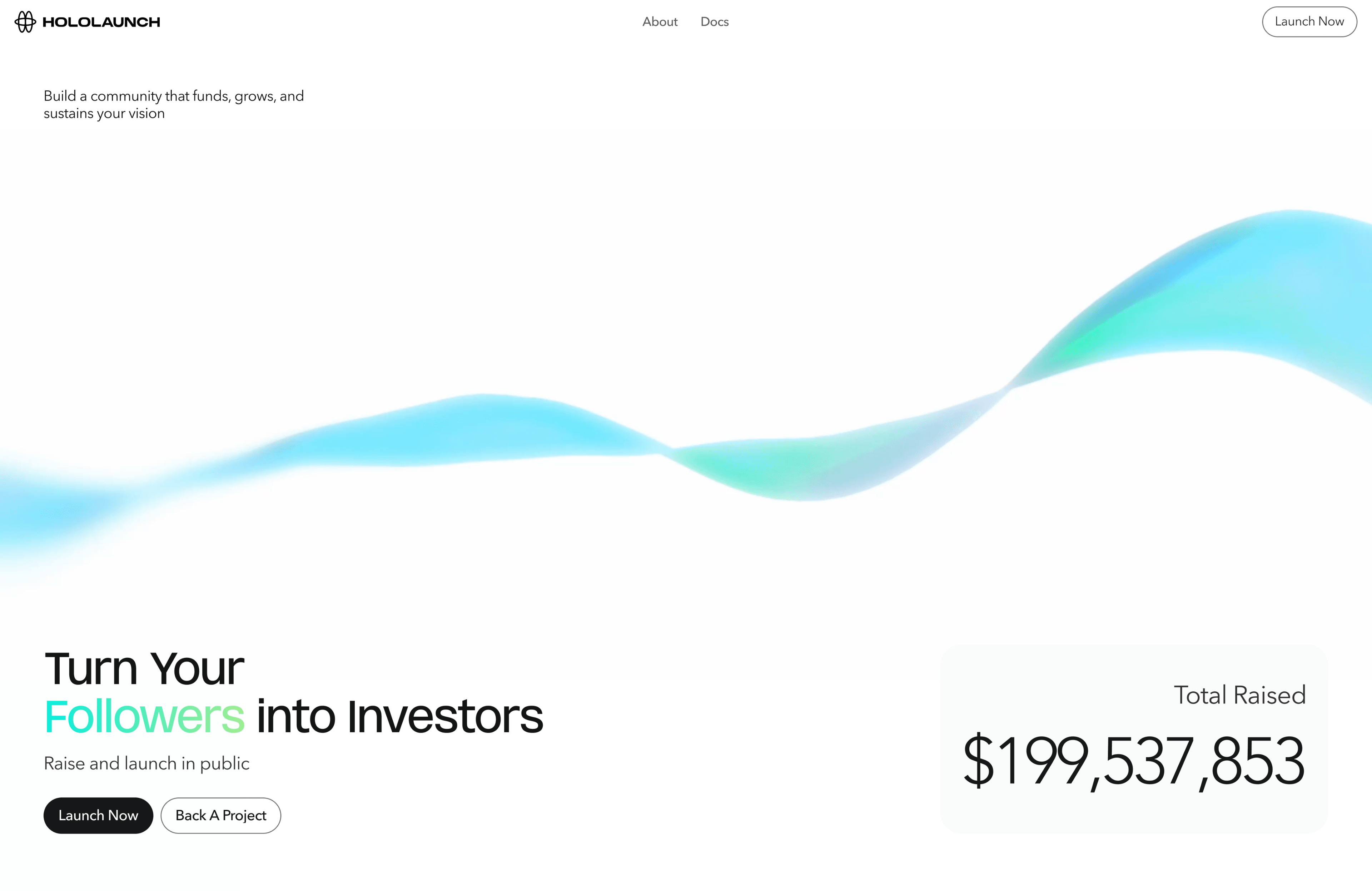 Turn your followers into investors — landing hero