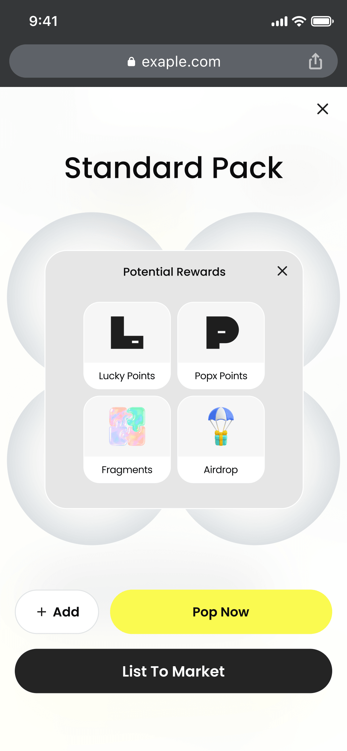 Mobile — Pop Now standard rewards