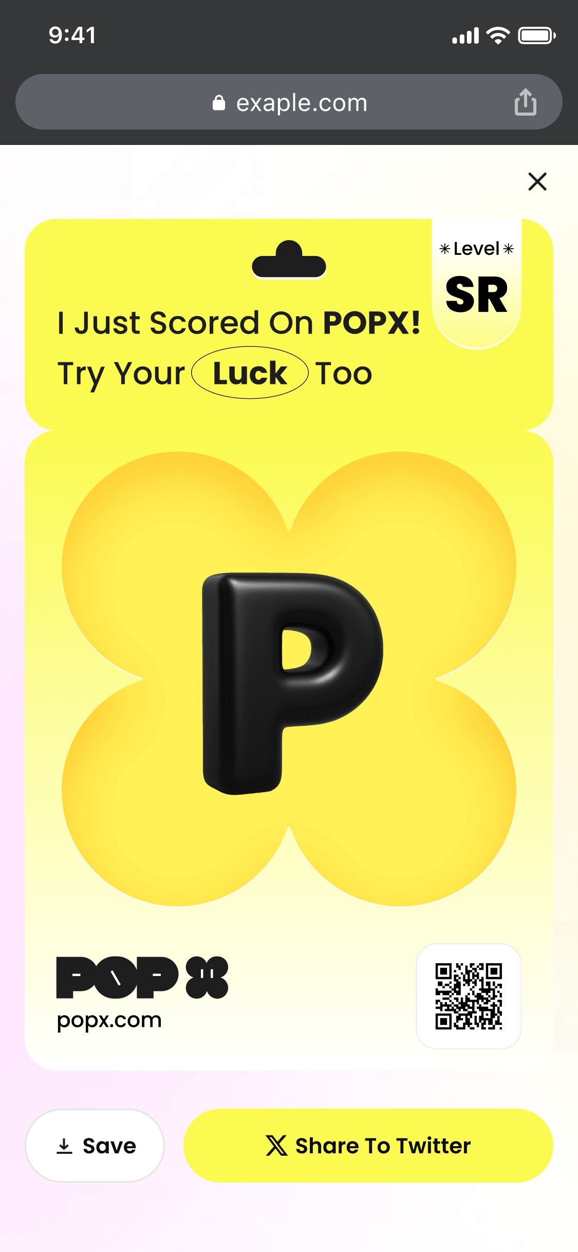 Mobile — share popup