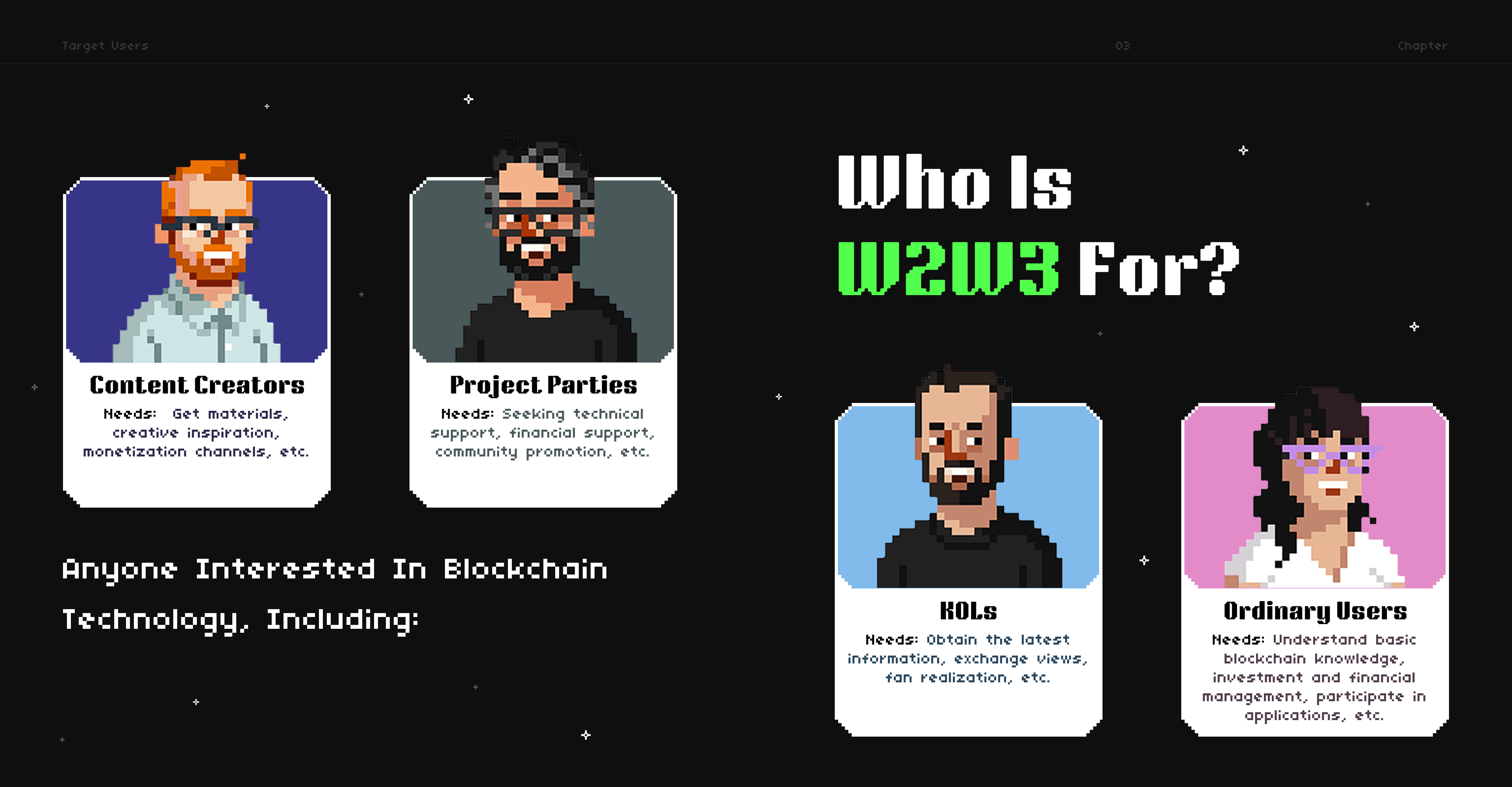 Who W2W3 is for — target audiences