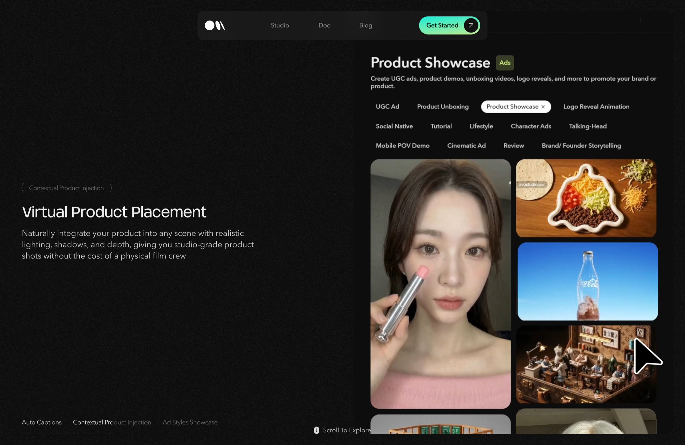 Product Showcase — virtual product placement