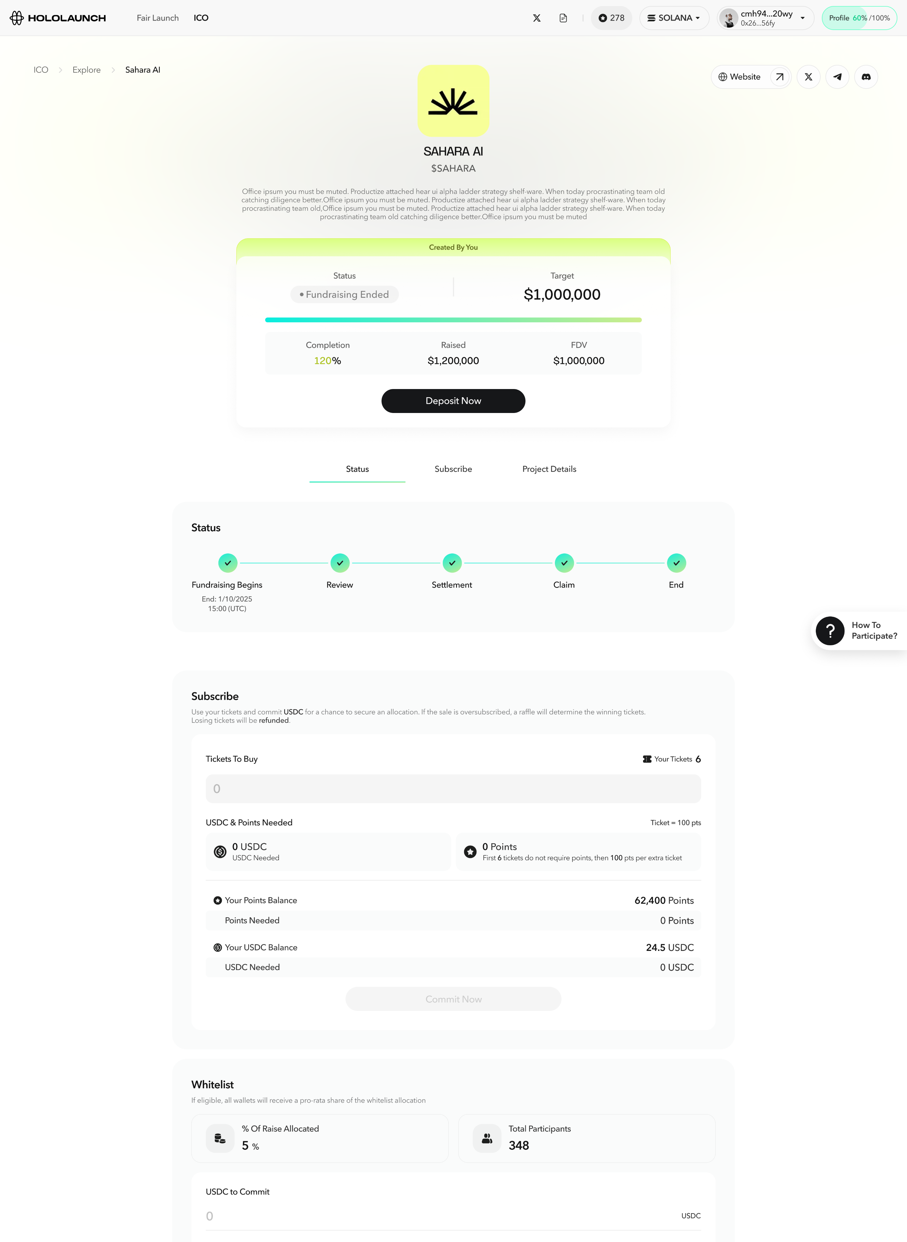 Project detail — team and description